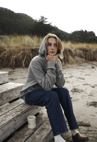 Hayes Hooded Henley Sweater - Heather Grey