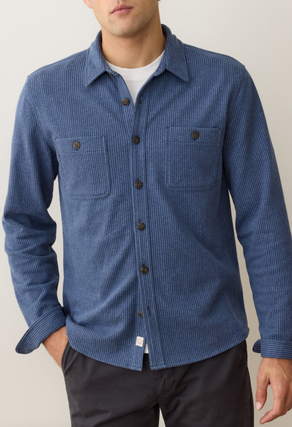 Pacifica Stretch Twill Overshirt - Blue Railroad Stripe