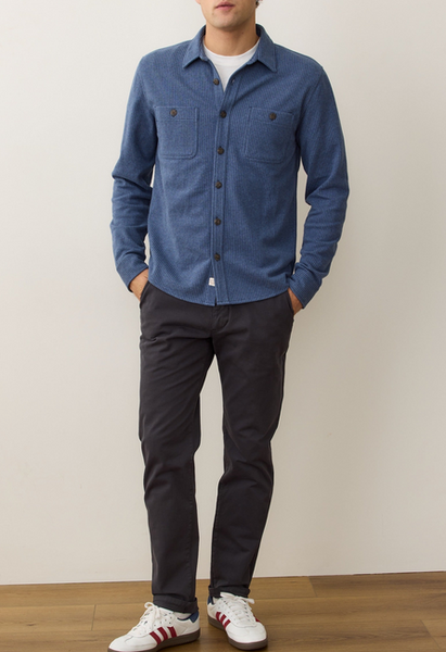 Pacifica Stretch Twill Overshirt - Blue Railroad Stripe