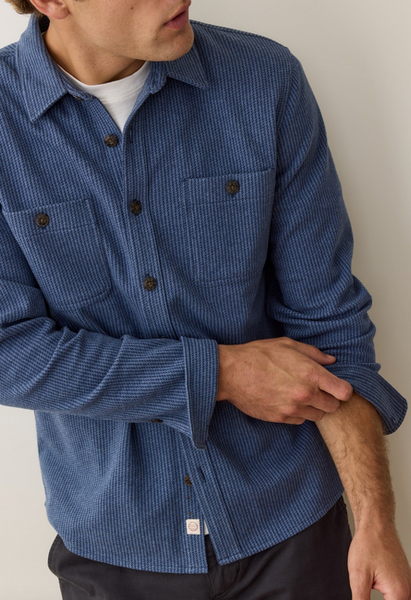 Pacifica Stretch Twill Overshirt - Blue Railroad Stripe