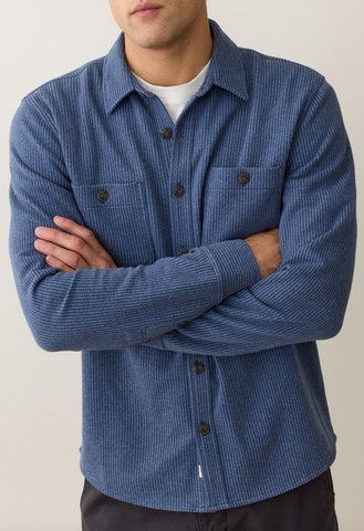 Pacifica Stretch Twill Overshirt - Blue Railroad Stripe