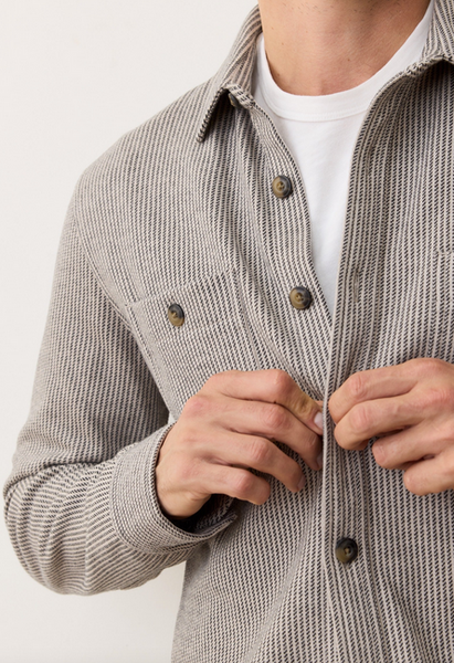 Pacifica Stretch Twill Overshirt - Grey Railroad Stripe