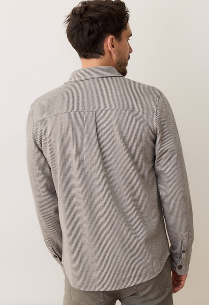 Pacifica Stretch Twill Overshirt - Grey Railroad Stripe