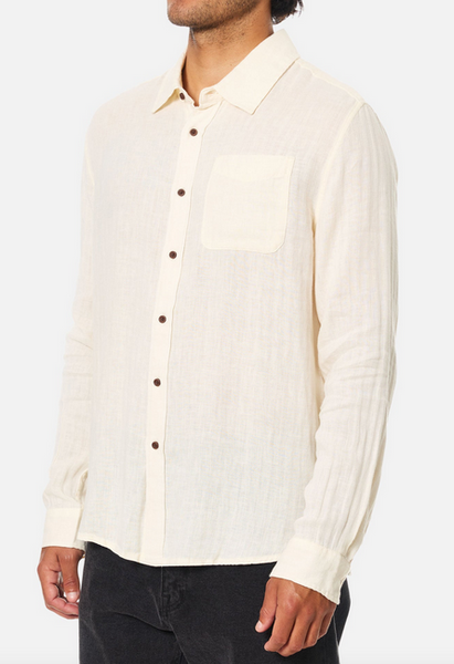 Alan Solid Long Sleeve Shirt - Vintage White
