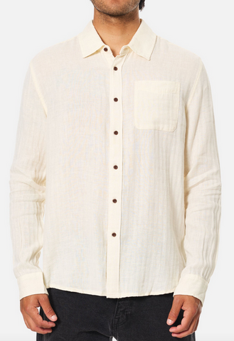 Alan Solid Long Sleeve Shirt - Vintage White