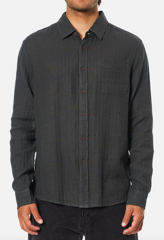 Alan Solid Long Sleeve Shirt - Black Wash