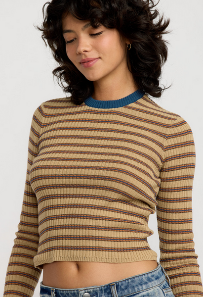 Bond Stripe Long Sleeve Sweater - Sanddune