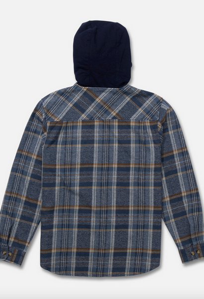Whitewash Hooded Flannel - Midnight Navy