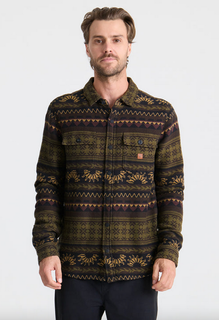 Nordsman Jacquard Long Sleeve Flannel - Dark Military