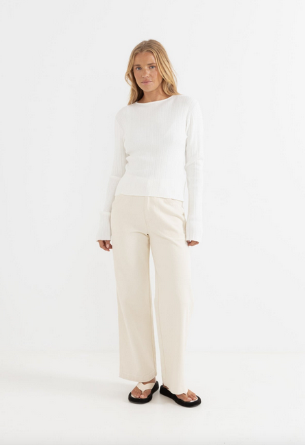 Essential Long Sleeve Knit Top - Cream