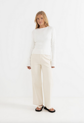 Essential Long Sleeve Knit Top - Cream