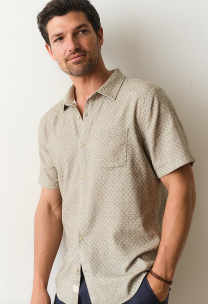 Classic Stretch Selvage Shirt - Sage Shell Print