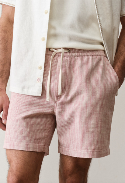 Saturday Beach Short 6" - Withered Rose Stripe