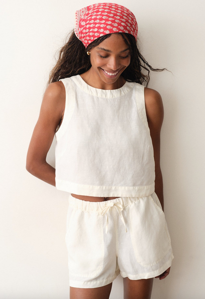 Quinn Linen Tank - Antique White
