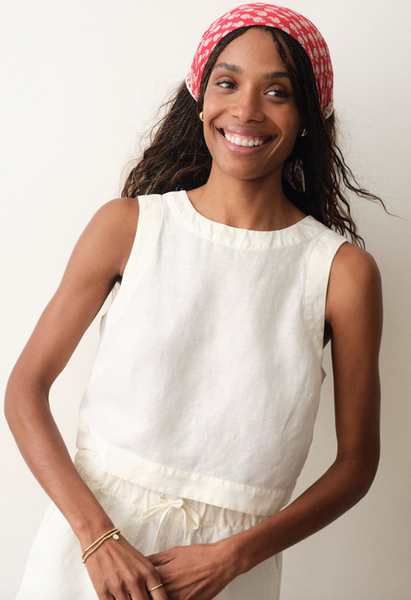 Quinn Linen Tank - Antique White