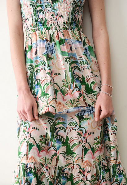 Selene Maxi Dress - Watercolor Palm