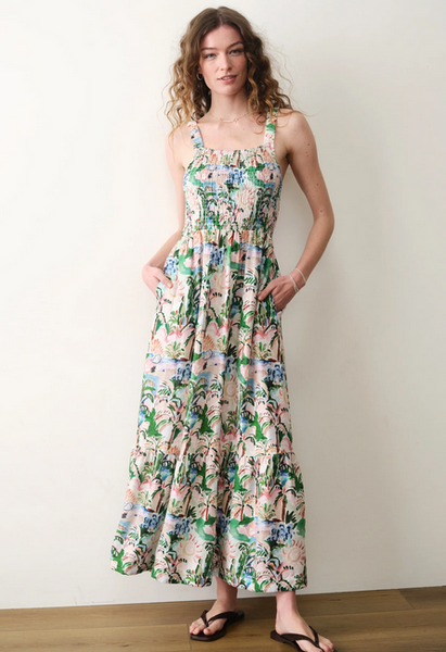 Selene Maxi Dress - Watercolor Palm
