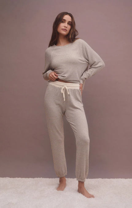 Lounge Stripe Jogger - Natural