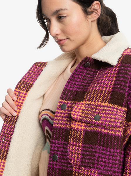 Passage Of Time Shirt Style Coat - Bitter Chocolate Hallo Plaid