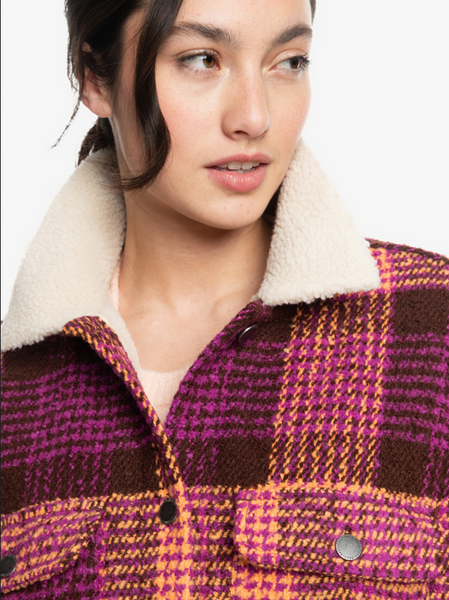 Passage Of Time Shirt Style Coat - Bitter Chocolate Hallo Plaid