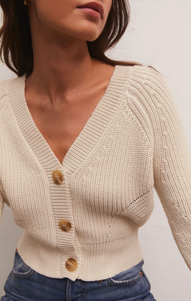 Brit Cropped Cardigan - Alabaster