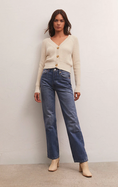 Brit Cropped Cardigan - Alabaster