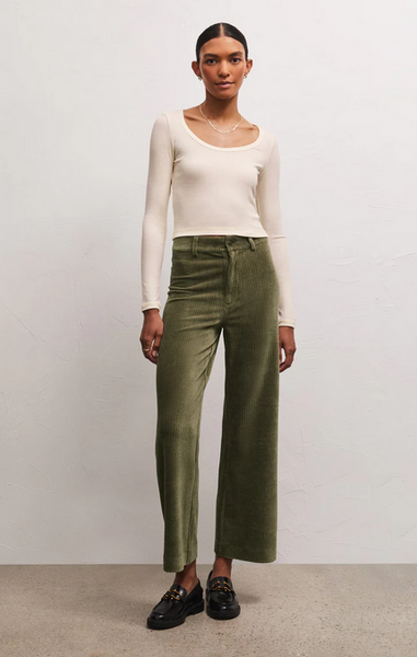 Shania Rib Long Sleeve Top - Sandstone