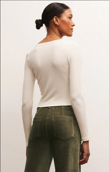 Shania Rib Long Sleeve Top - Sandstone