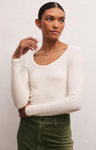 Shania Rib Long Sleeve Top - Sandstone