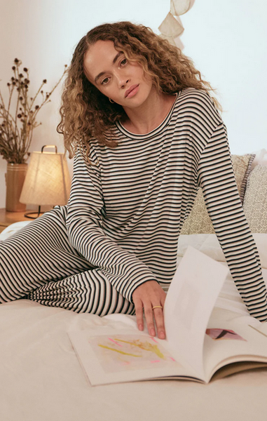 Constance Stripe Long Sleeve Top - Bone