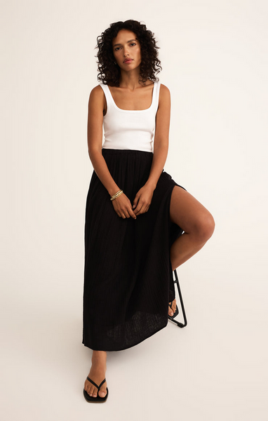 Reina Airy Gauze Skirt - Black