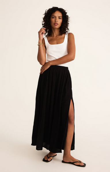 Reina Airy Gauze Skirt - Black