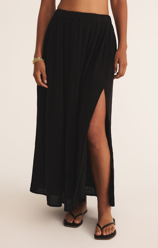 Reina Airy Gauze Skirt - Black