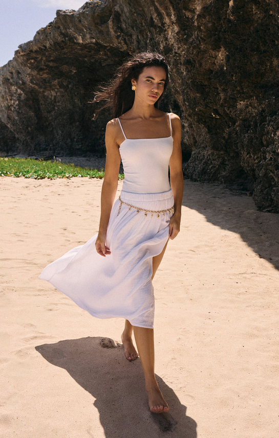 Reina Airy Gauze Skirt - White