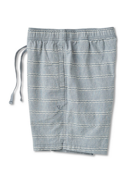 J. Linen Stripe Elastic Eco 18" Walkshort - Slate