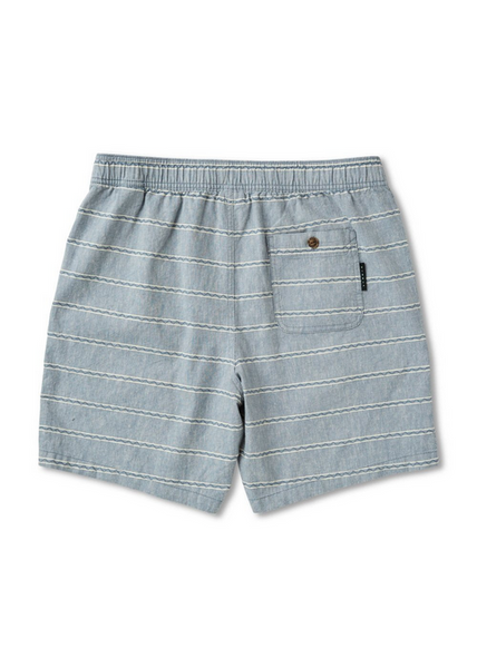 J. Linen Stripe Elastic Eco 18" Walkshort - Slate