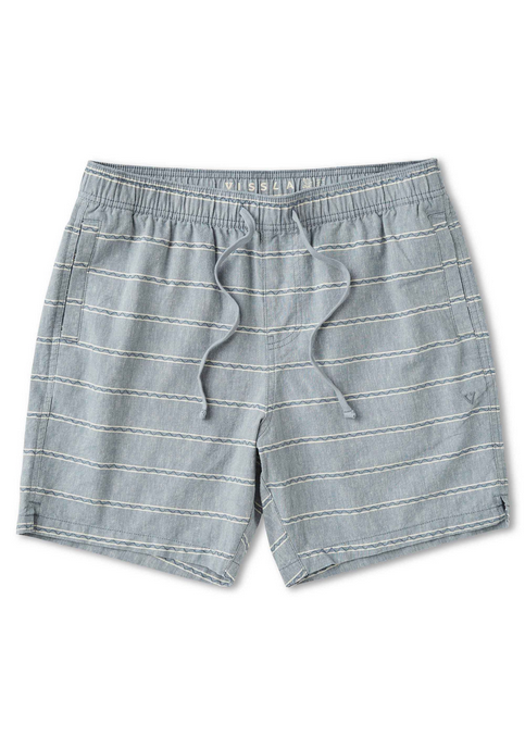 J. Linen Stripe Elastic Eco 18" Walkshort - Slate