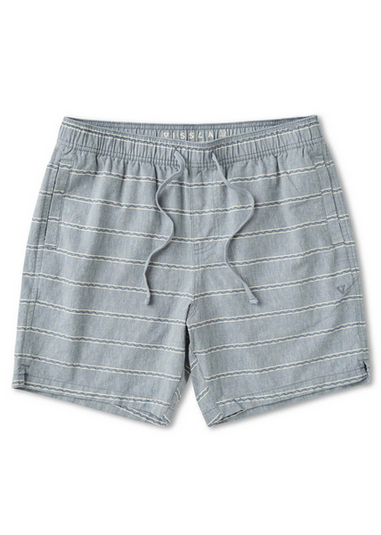 J. Linen Stripe Elastic Eco 18" Walkshort - Slate