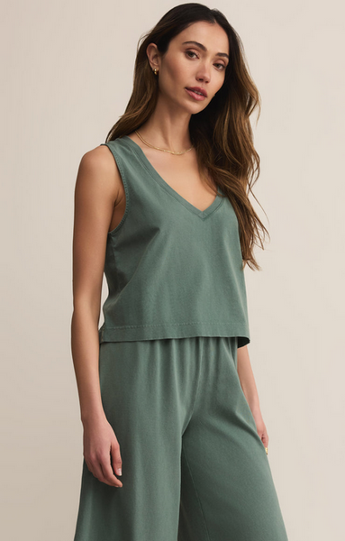 Sloane V-Neck Top - Hunter Green