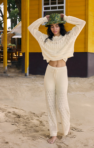 Adia Crochet Pant - Sea Salt