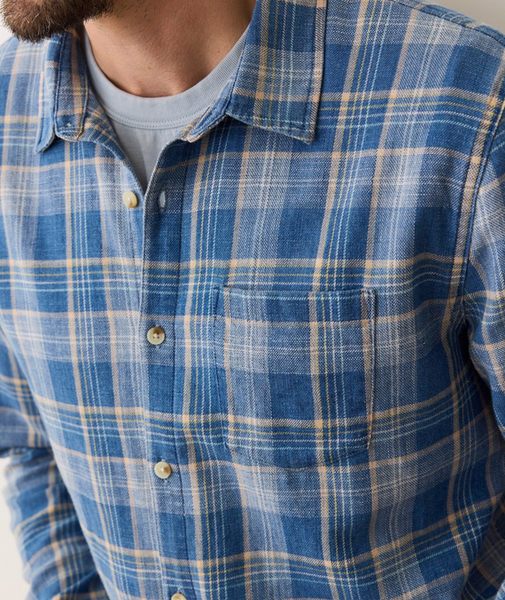 Classic Stretch Selvage Shirt - Blue Indigo Plaid