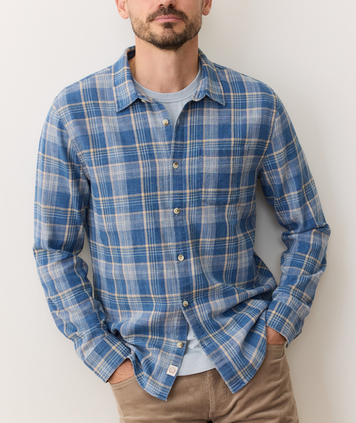 Classic Stretch Selvage Shirt - Blue Indigo Plaid
