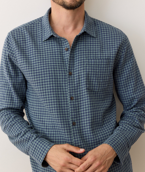 Classic Stretch Selvage Shirt - Green/Navy Gingham