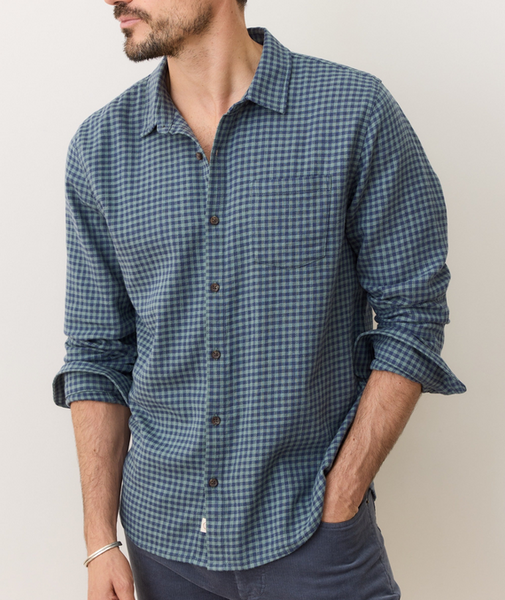 Classic Stretch Selvage Shirt - Green/Navy Gingham
