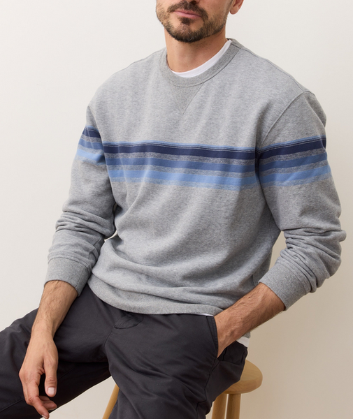 Relaxed Cloud 9 Fleece Crewneck - Heather Grey/Multi Stripe