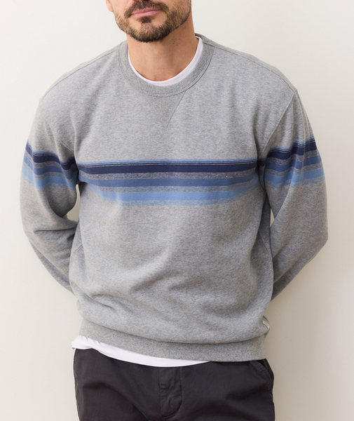 Relaxed Cloud 9 Fleece Crewneck - Heather Grey/Multi Stripe