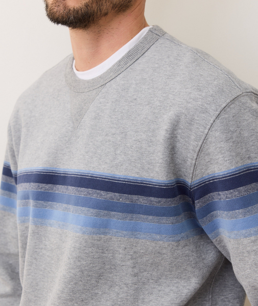Relaxed Cloud 9 Fleece Crewneck - Heather Grey/Multi Stripe