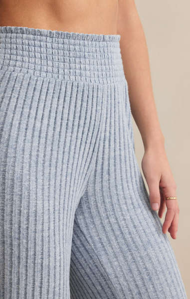 Dawn Smocked Rib Pant - Light Denim