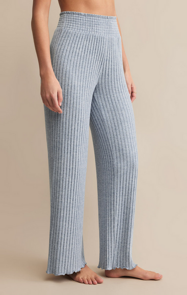 Dawn Smocked Rib Pant - Light Denim