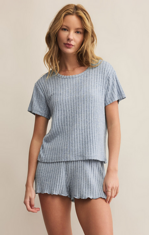 Kara Rib Tee - Light Denim